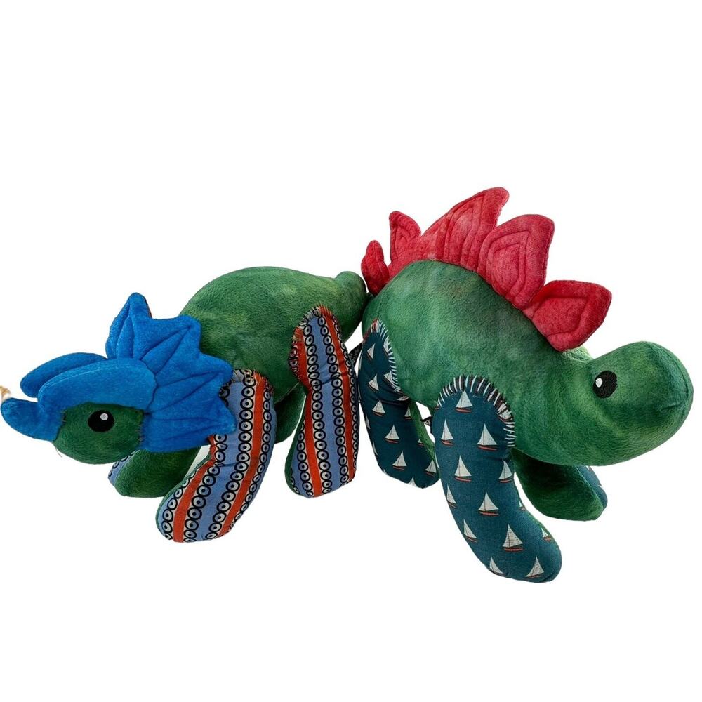 Handmade Hand Woven, Hand Dyed Two Dinosaurs Stuffed Animal Plush Toy Kids Room